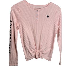 BNWOT Abercrombie Kids Pink Long Sleeve Waffle Knit Top